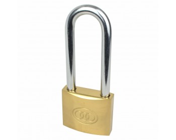 50mm Tri-Circle Long Shackled Brass Padlock